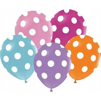Balónek Gumové Balónky s puntíky, barevný mix, 5 ks