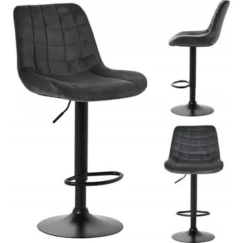 Barová židle Barová Židle barová stolička moderní loft základna černá velur velvet šedá