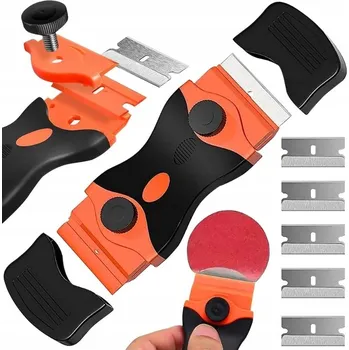 Kuchyňská škrabka Škrabka na indukční a sklokeramické desky, škrabka na sklo a spáry + 6 Ks náhradních břitů