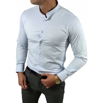 Pánská košile Košile elegantní se stojáčkem slim fit světle modrá ESP013 - 3XL