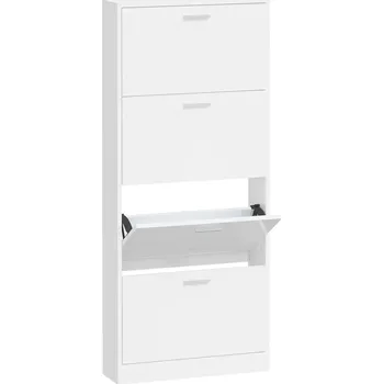 Botník Botník se 4 zásuvkami, bílý lesk, 59x17x150 cm