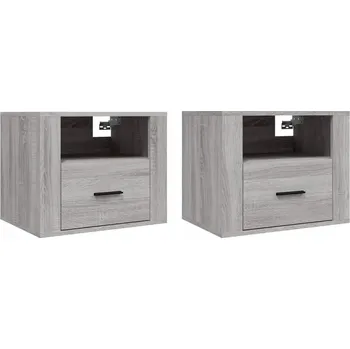 Noční stolek Závěsný noční stolek šedý dub sonoma 50 x 36 x 40 cm 2 ks