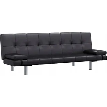 Pohovka Černá pohovka s dřevěným rámem, 168 x 77 x 61,5-66 cm, včetně polštářů