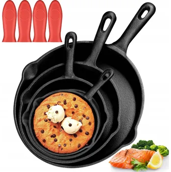 Pánev SADA LITINOVÝCH PÁNVI 14, 16, 20, 25 cm INDUKCE OHEŇ GRIL PLYN