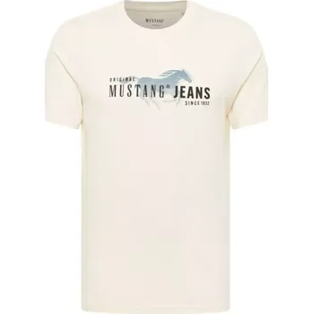 Oblečení a móda Velké pánské tričko s krátkým rukávem s nápisem Mustang 1016854-2013 krémová (6XL)