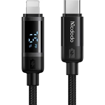 Mcdodo – datový kabel řady BAT (CA-5210) – USB-C na Lightning, 36W, digitální displej, 1,2m – černý