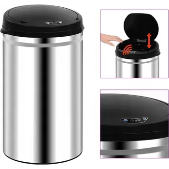 Odpadkový koš Automatický odpadkový koš 40 l, stříbrný, 30,5 x 67,5 cm