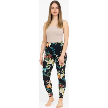 NOVINKA- Dámské dlouhé legíny se vzorem- Bílé květy