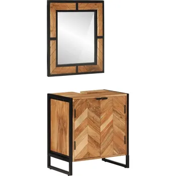 Koupelnový nábytek vidaXL 2dílná koupelnová sestava železo a masivní akáciové dřevo [3217119]