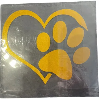 Samolepicí dekorace na vozidlo Samolepka automobilová Pes Srdce Tlapka 11.2 cm Zvířata auto zlatý pes