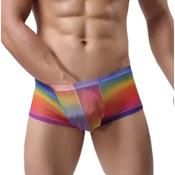 Boxerky Pánské průhledné boxerky v barvách duhy - LGBT - Velikost L