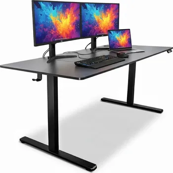 Elektrický psací stůl nastavitelný černý 160x80 cm, počítačový stůl pro studium a práci