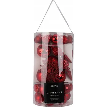Vánoční dekorace Sada vánočních ozdob 57 ks červená