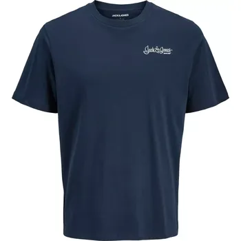 Oblečení a móda Velké pánské tričko s potiskem na zádech Jack & Jones 12285601 tmavě modrý (4XL)