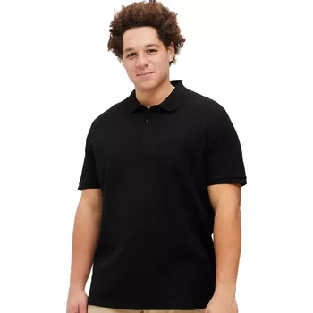 Pánské tričko Velké pánské tričko s límečkem Jack & Jones 12274980 černé (7XL)