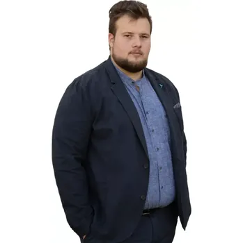 Pánské sako Velké pánské bavlněné sako S4 Porto 2 hladké modré číslo 79050-6851-0810 (64R)