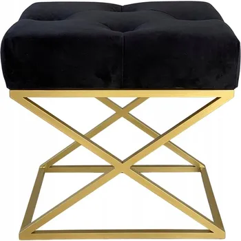 Taburet Lavice taburet čalouněná kovová loft černá zlatá