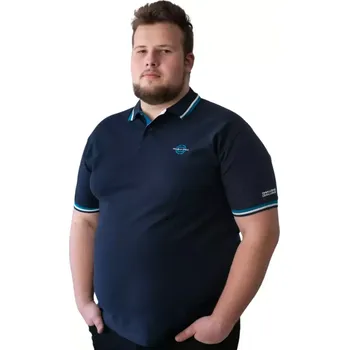 Pánská košile Velká pánská hladká polo košile s ozdobným límcem Double PS-3043 námořnická modř (6XL)