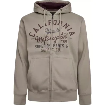 Pánská mikina Velká pánská rozepínací mikina s kapucí a nápisem Kam 7085 béžová (6XL)