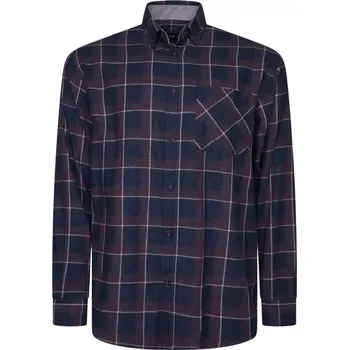 Pánská košile Velká pánská kostkovaná košile s dlouhým rukávem Kam 6356 v tmavě modro-bordová (3XL)