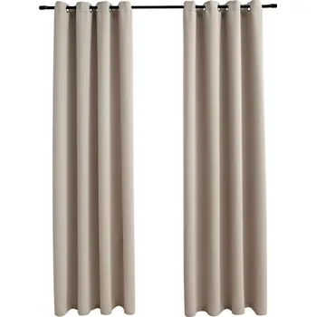 Prostěradlo Zatemňovací závěsy s kovovými kroužky, béžové, 140x245 cm