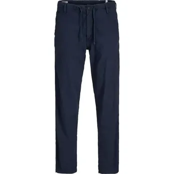 Oblečení a móda Duže pánské chinos kalhoty s lnem Jack & Jones 12278698 tmavě modré (52S)