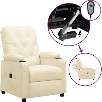 Křeslo vidaXL Elektrické polohovací křeslo umělá kůže [3098863] Barva: krémová