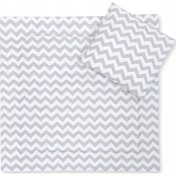 Povlečení POVLEČENÍ DO WÓZKA S VÝPLNÍ, PEŘINKA A POLŠTÁŘ - ŠEDÝ VZOR CHEVRON