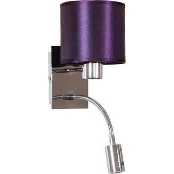 Nástěnné svítidlo Nástěnná lampa se čtecím ramenem SYLWANA - 1xE14, 40W + LED 3W, chromovaná / fialová