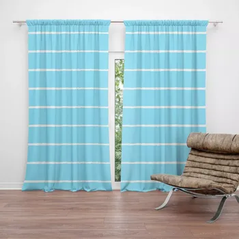 Závěs Sablio Závěs Bílé linky na modré: 2ks 140x250cm