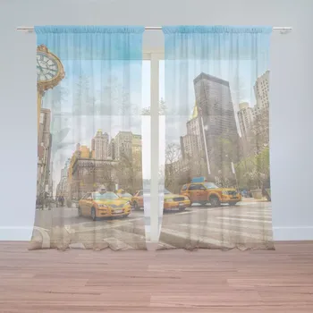 Záclona Sablio Záclony Žluté taxiky 2: 2ks 150x250cm