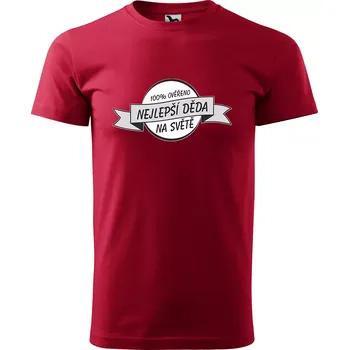 Pánské tričko Sablio Tričko s potiskem Nejlepší děda na světě - ověřeno - červené S