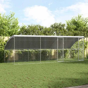klec pro psa Psí kennel s úložištěm 3 pcs Stříbrná 6 x 2 x 2 m Ocel Stříbrná3368331