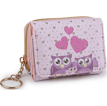 Mini peněženka dětská 7x8,5 cm, velké, 17 růžová nejsv. sova