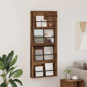 Obývací pokoj Regál na časopisy s policí 2 pcs Staré dřevo 60 x 12 x 70 cm