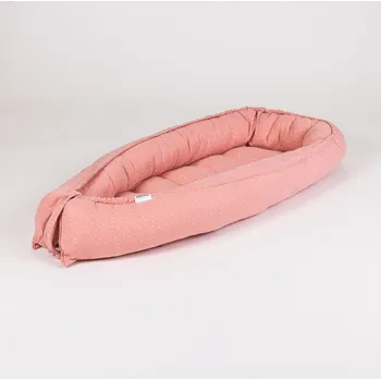 Hnízdečko pro miminko Tulimese Hnízdečko mušelínové korálové s puntíkem VARIANTY PROVEDENÍ HNÍZDEČKA: HNÍZDEČKO SAMOSTATNÉ