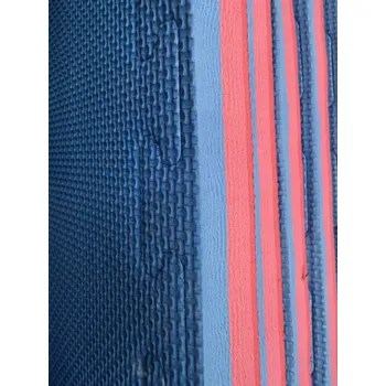 podložka na cvičení TRUESTEEL Tatami Elite puzzle - tvrdá - Doprodej 3 cm - červeno/modrá - vzor T-stripe