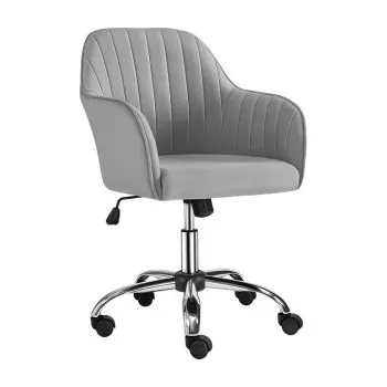 Kancelářská židle 592434 light gray s polstrovanou sametovou látkou, šedé - A YAHEETECH