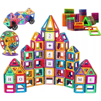 ostatní stavebnice MAGNETICKÉ STAVEBNICE PRO DĚTI MONTESSORI ROZVOJ PŘEDSTAVIVOSTI HRAČKA BAREVNÉ 180 DÍLKŮ