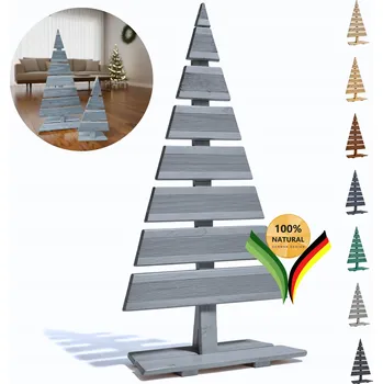 Vánoční dekorace Vánoční dřevěný stromeček 45x92 cm skandinávská dekorace stříbrný