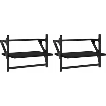 police Černé nástěnné police 40 x 25 x 30 cm, sada 2 ks