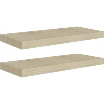 police Sada 2 dubových nástěnných polic 60 x 23,5 x 3,8 cm MDF kov