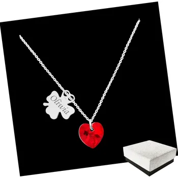 Náhrdelník Stříbrný Náhrdelník Čtyřlístek GRAVÍROVÁNÍ Srdce 925