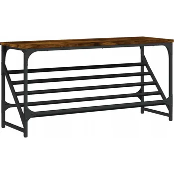 Botník Botník 90x30x45 cm, kouřový dub, ocel lakovaná práškovou barvou