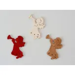 Dřevěné dekorace - Anděl s trumpetkou 6 cm červený