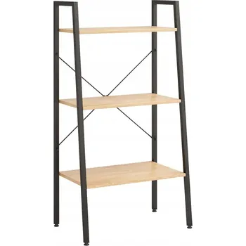 Knihovna 3-patrový regál ve tvaru žebříku, světle hnědý a černý, 56 x 35 x 108 cm