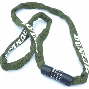 Zámek na kolo Zámek na kolo DUNLOP - řetězový zámek s kódem, délka 120 cm - khaki