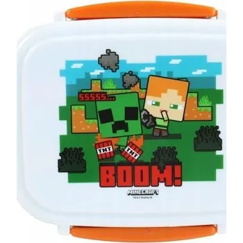 Svačinový box KRABIČKA NA OBĚD S PŘÍBORY MINECRAFT BOOM!