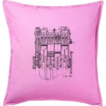 Polštář Motor Škoda/ VW 1.9L TDI ze předu - Polštář 50x50 - 50x50 - Pouze potah ( Růžová )