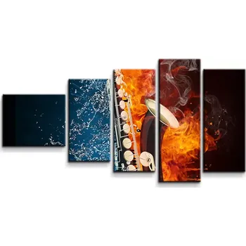 Obraz Sablio Obraz - 5-dílný Ohnivý saxofon - 100x60 cm
